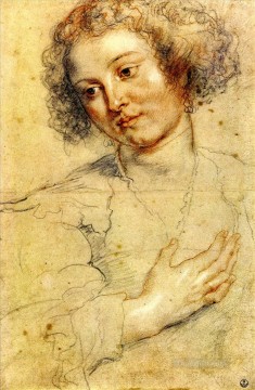 バロック Painting - ピーター・パウル 女性の頭と右手 バロック様式 ピーター・パウル・ルーベンス